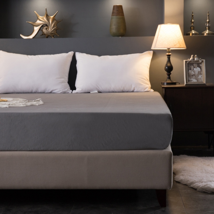 91家纺网 家纺一手货源 找家纺 怡家居 2018新款水晶绒加厚保暖单品床笠 灰色