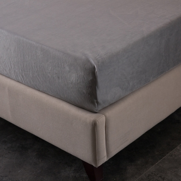 91家纺网 家纺一手货源 找家纺 怡家居 2018新款水晶绒加厚保暖单品床笠 灰色