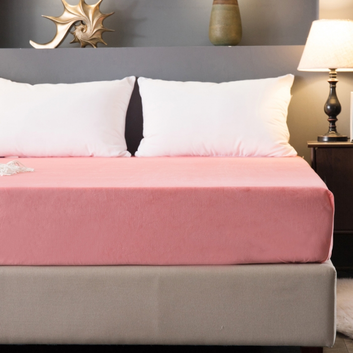 91家纺网 家纺一手货源 找家纺 怡家居 2018新款水晶绒加厚保暖单品床笠 玉色