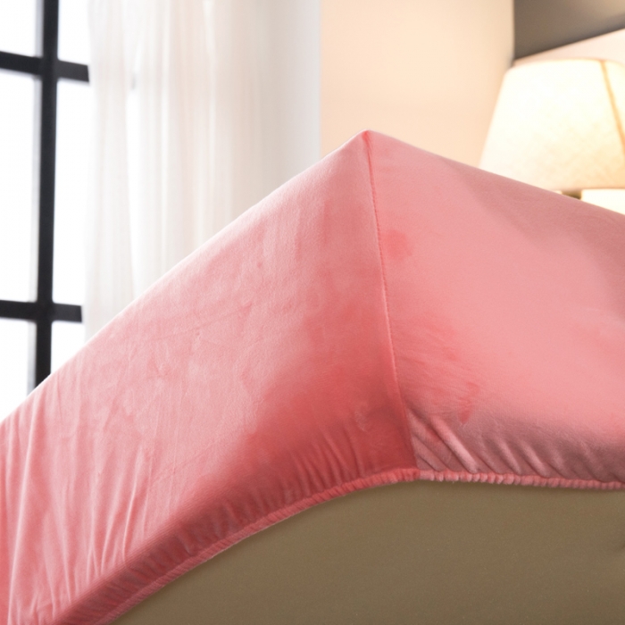 91家纺网 家纺一手货源 找家纺 怡家居 2018新款水晶绒加厚保暖单品床笠 玉色