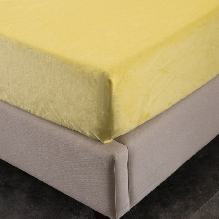 91家纺网 家纺一手货源 找家纺 怡家居 2018新款水晶绒加厚保暖单品床笠 黄色