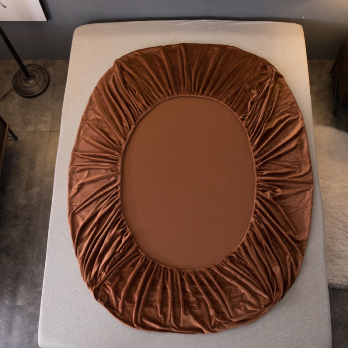 91家纺网 家纺一手货源 找家纺 怡家居 2018新款水晶绒加厚保暖单品床笠 咖色