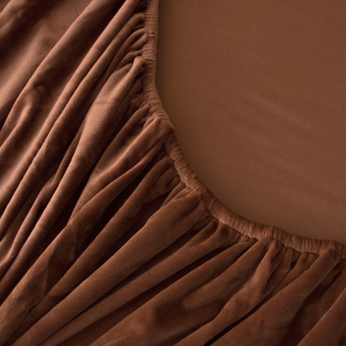 91家纺网 家纺一手货源 找家纺 怡家居 2018新款水晶绒加厚保暖单品床笠 咖色