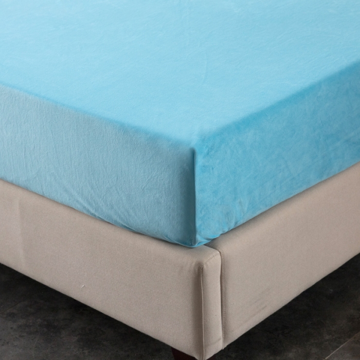 91家纺网 家纺一手货源 找家纺 怡家居 2018新款水晶绒加厚保暖单品床笠 蓝色