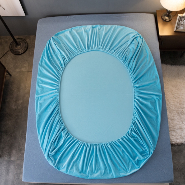 91家纺网 家纺一手货源 找家纺 怡家居 2018新款水晶绒加厚保暖单品床笠 蓝色