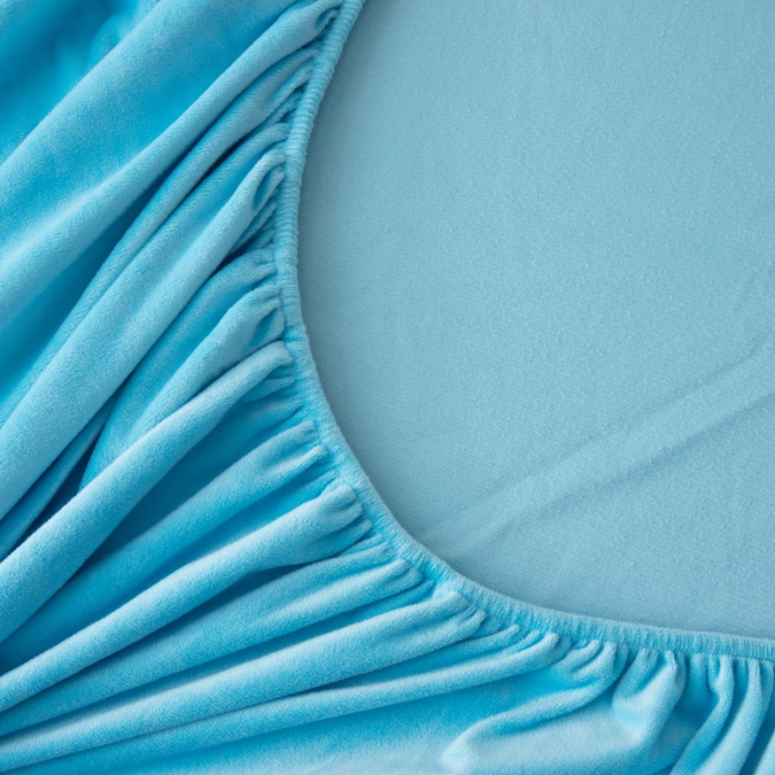 91家纺网 家纺一手货源 找家纺 怡家居 2018新款水晶绒加厚保暖单品床笠 蓝色