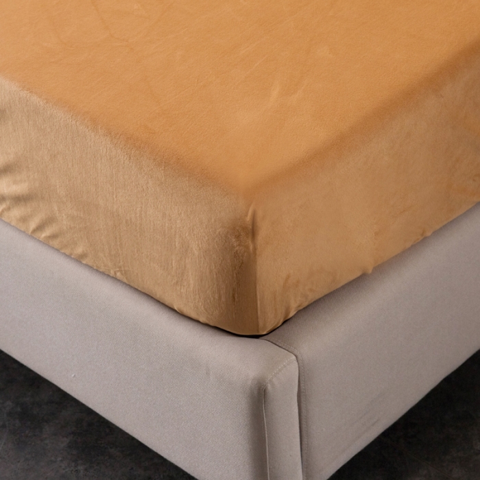 91家纺网 家纺一手货源 找家纺 怡家居 2018新款水晶绒加厚保暖单品床笠 驼色