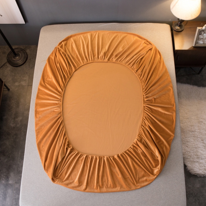 91家纺网 家纺一手货源 找家纺 怡家居 2018新款水晶绒加厚保暖单品床笠 驼色