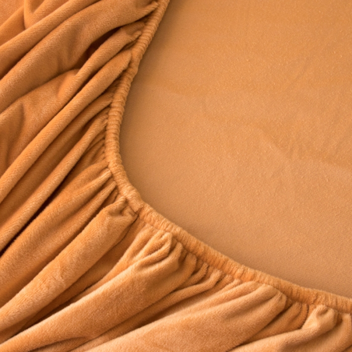 91家纺网 家纺一手货源 找家纺 怡家居 2018新款水晶绒加厚保暖单品床笠 驼色