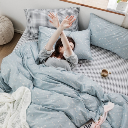 怡家居 2019全棉斜纹印花小清新四件套 模拍图 春