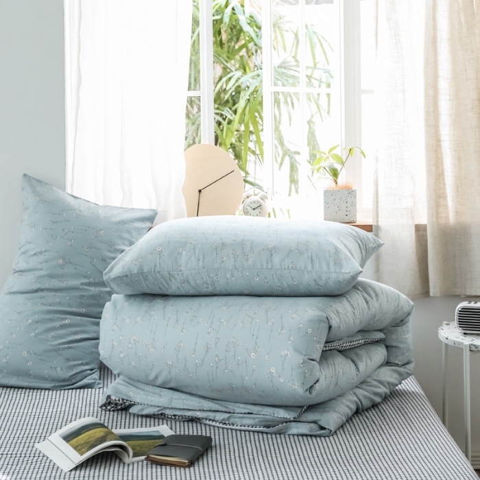 91家纺网 家纺一手货源 找家纺 怡家居 2019全棉斜纹印花小清新四件套 模拍图 春