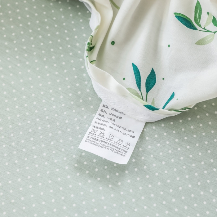 91家纺网 家纺一手货源 找家纺 怡家居 2019全棉斜纹印花小清新四件套 模拍图 抹绿
