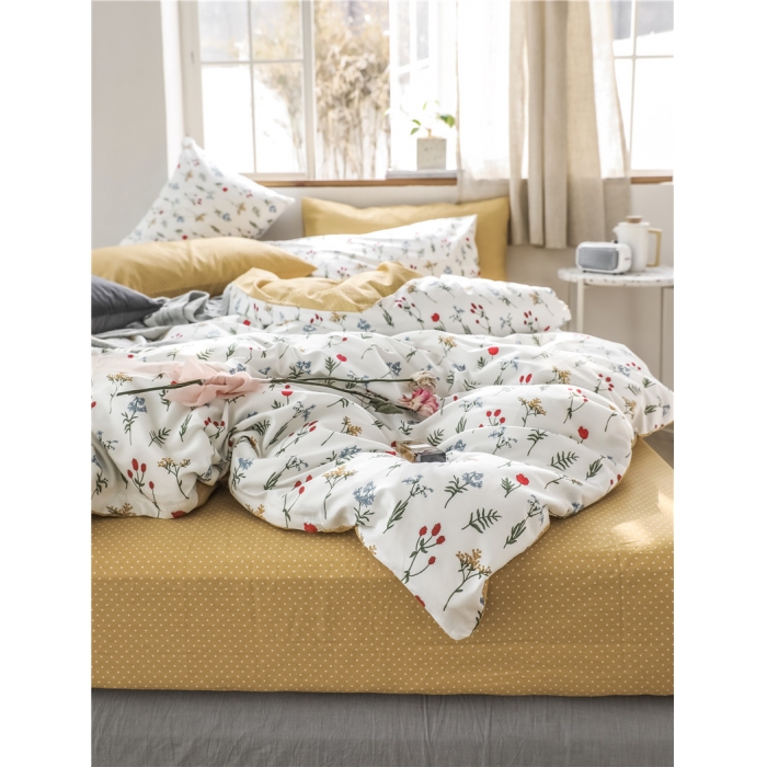 91家纺网 家纺一手货源 找家纺 怡家居 2019全棉斜纹印花小清新四件套 模拍图 踏青