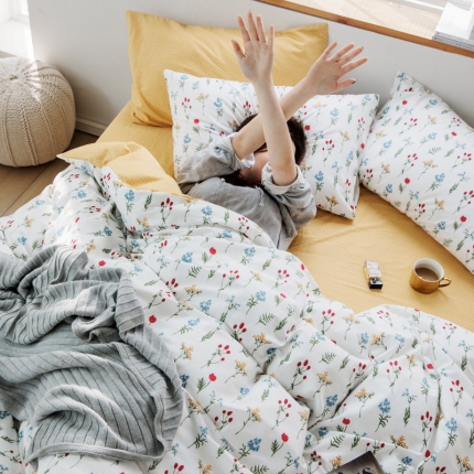 91家纺网 家纺一手货源 找家纺 （总）怡家居 2019全棉斜纹印花小清新四件套 模拍图