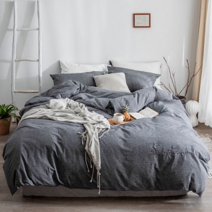 91家纺网 家纺一手货源 找家纺 （总）怡家居 2019纯棉色织水洗刺绣简约款四件套床单款