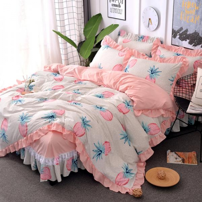 91家纺网 家纺一手货源 找家纺 （总）梦柏 2018新款洛卡棉蕾丝花边四件套