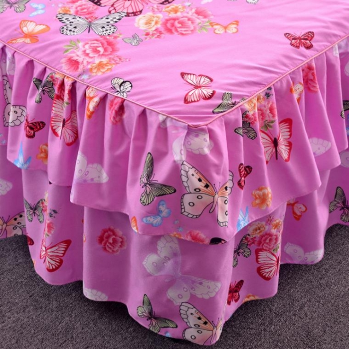 91家纺网 家纺一手货源 找家纺 梦柏 2018新款加厚磨毛四件套 彩蝶飞舞