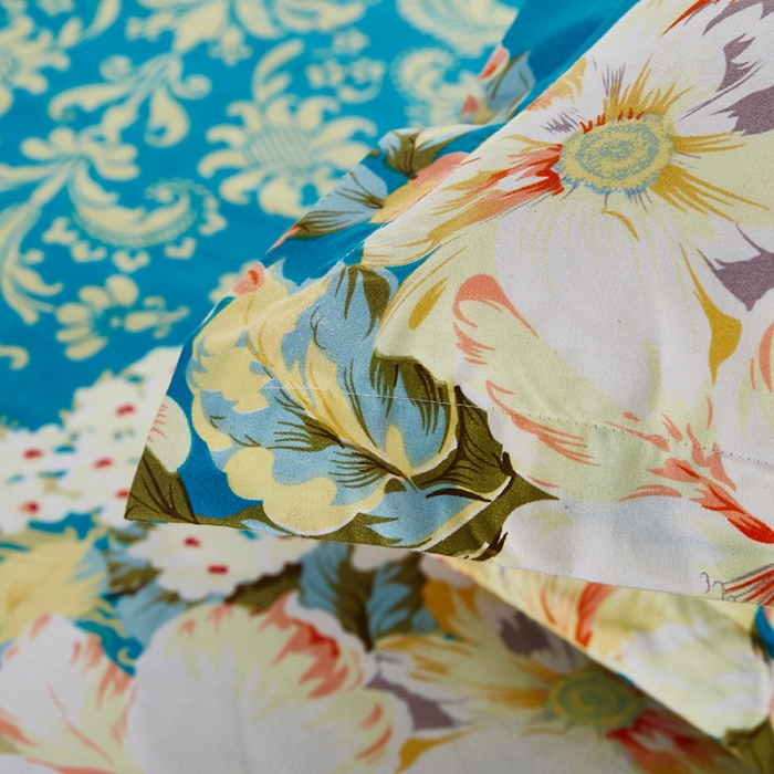 91家纺网 家纺一手货源 找家纺 梦柏 2018新款加厚磨毛四件套 蓝色花语