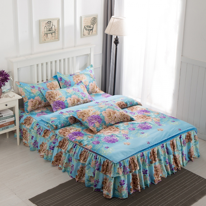 91家纺网 家纺一手货源 找家纺 梦柏 2018新款加厚磨毛四件套 妩媚花王（兰）