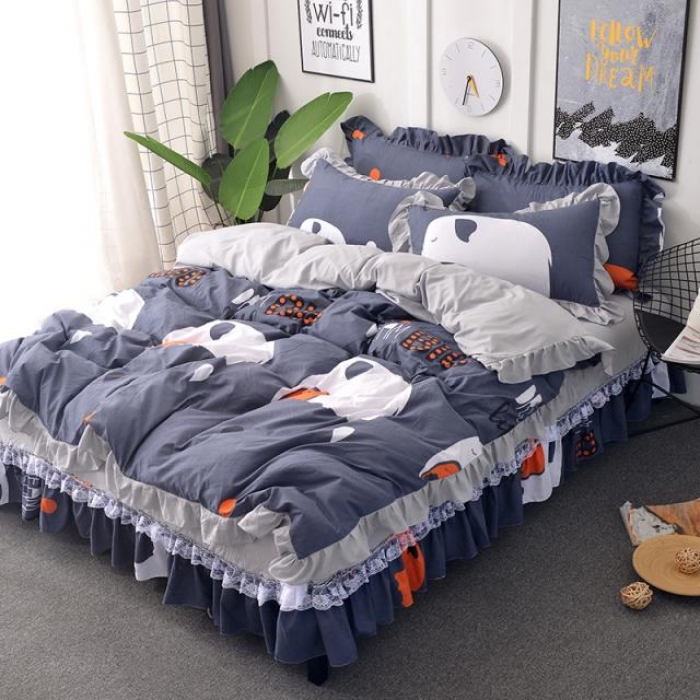 91家纺网 家纺一手货源 找家纺 梦柏 2018新款洛卡棉蕾丝花边四件套 大象先生