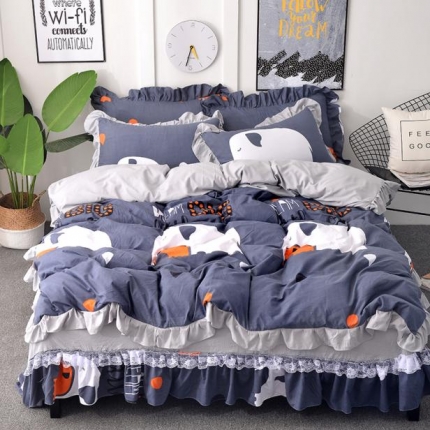 梦柏 2018新款洛卡棉蕾丝花边四件套 大象先生