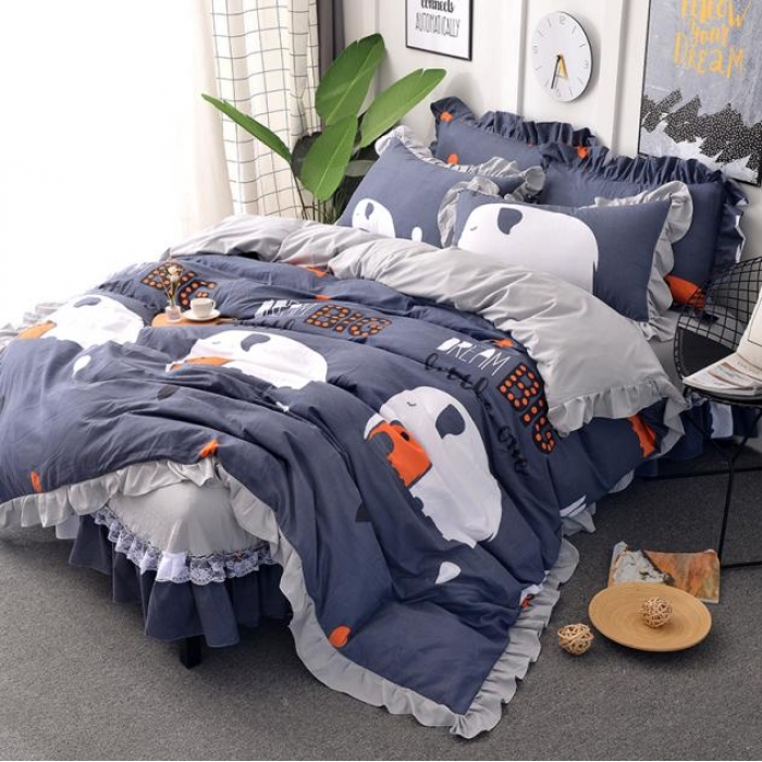 91家纺网 家纺一手货源 找家纺 梦柏 2018新款洛卡棉蕾丝花边四件套 大象先生