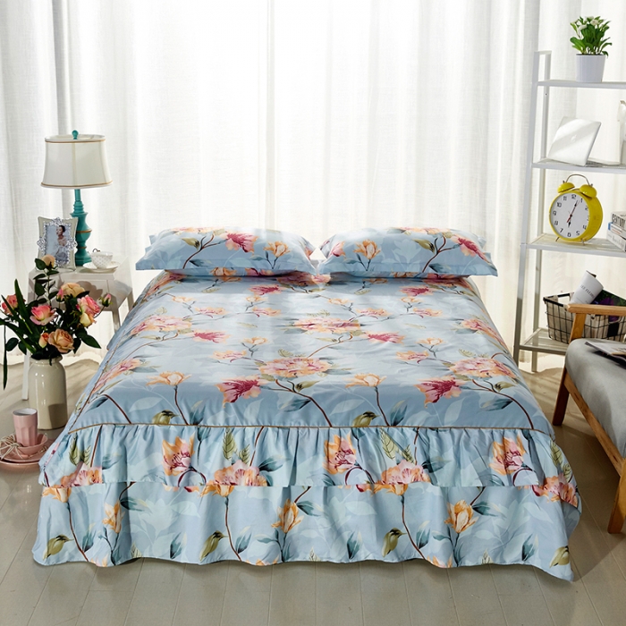 91家纺网 家纺一手货源 找家纺 梦柏 2018新款加厚磨毛四件套 夏花红屿