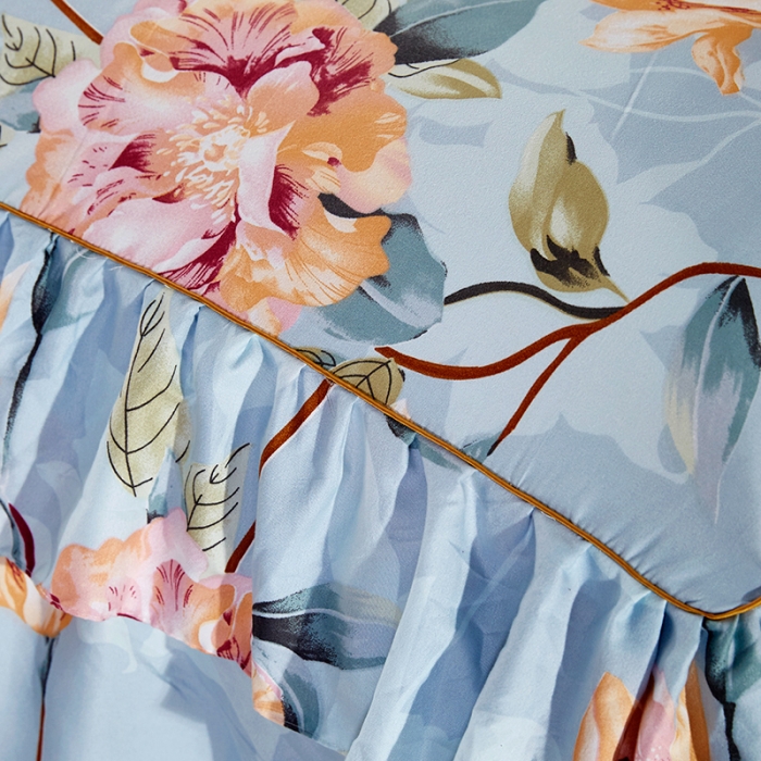 91家纺网 家纺一手货源 找家纺 梦柏 2018新款加厚磨毛四件套 夏花红屿