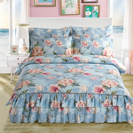 梦柏 2018新款加厚磨毛四件套 夏花红屿