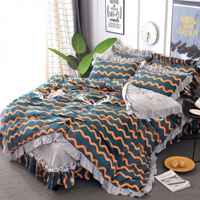 91家纺网 家纺一手货源 找家纺 梦柏 2018新款洛卡棉蕾丝花边四件套 格雷斯