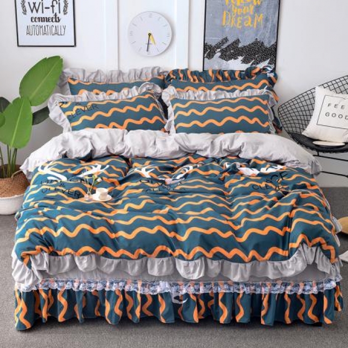 91家纺网 家纺一手货源 找家纺 梦柏 2018新款洛卡棉蕾丝花边四件套 格雷斯