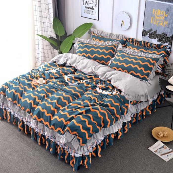 91家纺网 家纺一手货源 找家纺 梦柏 2018新款洛卡棉蕾丝花边四件套 格雷斯