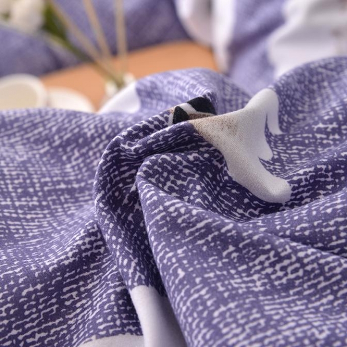 91家纺网 家纺一手货源 找家纺 梦柏 2018新款洛卡棉蕾丝花边四件套 花间游（紫）