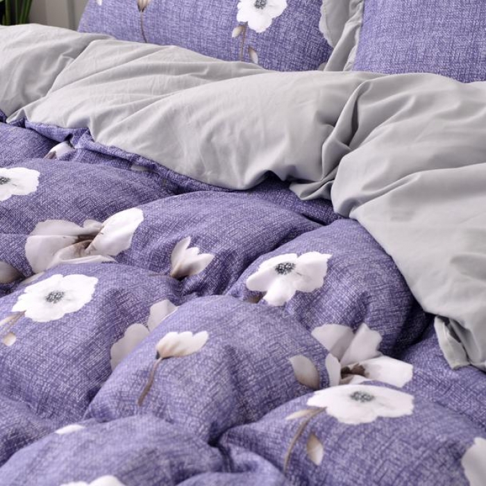 91家纺网 家纺一手货源 找家纺 梦柏 2018新款洛卡棉蕾丝花边四件套 花间游（紫）