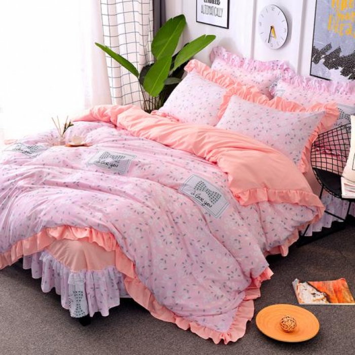 91家纺网 家纺一手货源 找家纺 梦柏 2018新款洛卡棉蕾丝花边四件套 洛城花都