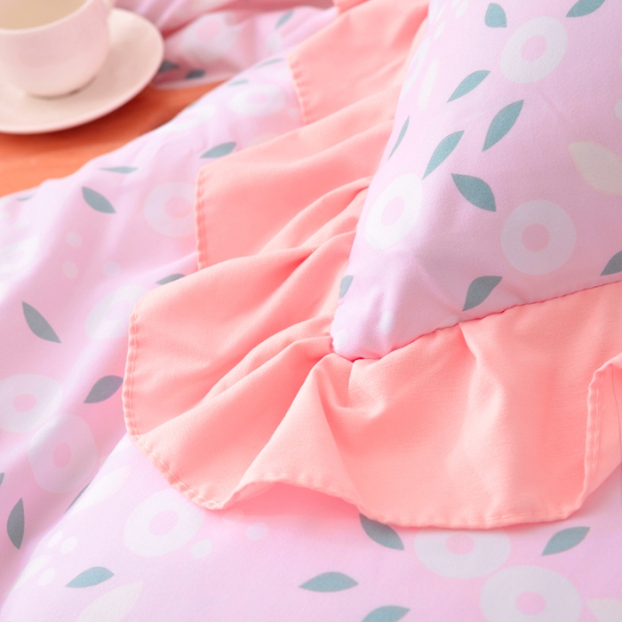 91家纺网 家纺一手货源 找家纺 梦柏 2018新款洛卡棉蕾丝花边四件套 洛城花都