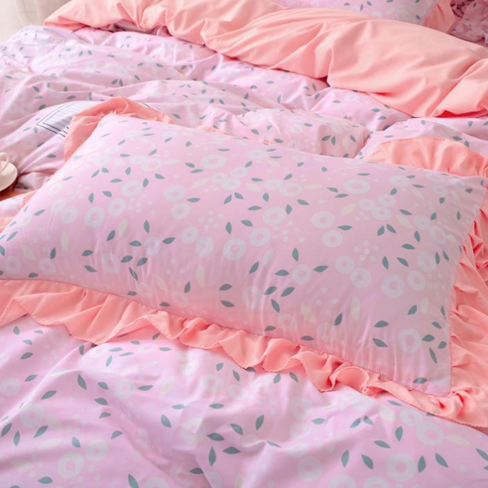 91家纺网 家纺一手货源 找家纺 梦柏 2018新款洛卡棉蕾丝花边四件套 洛城花都