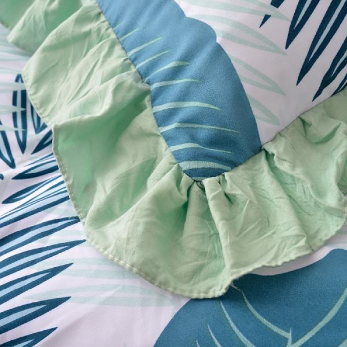 91家纺网 家纺一手货源 找家纺 梦柏 2018新款洛卡棉蕾丝花边四件套 倩影