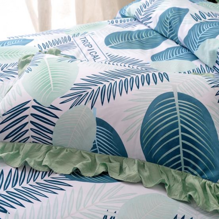 91家纺网 家纺一手货源 找家纺 梦柏 2018新款洛卡棉蕾丝花边四件套 倩影