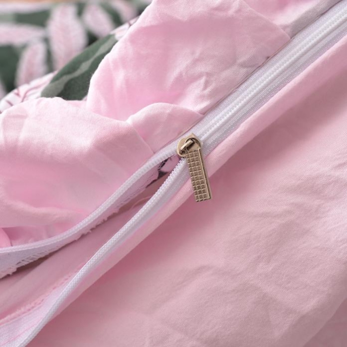 91家纺网 家纺一手货源 找家纺 梦柏 2018新款洛卡棉蕾丝花边四件套 叶语摇香（绿）