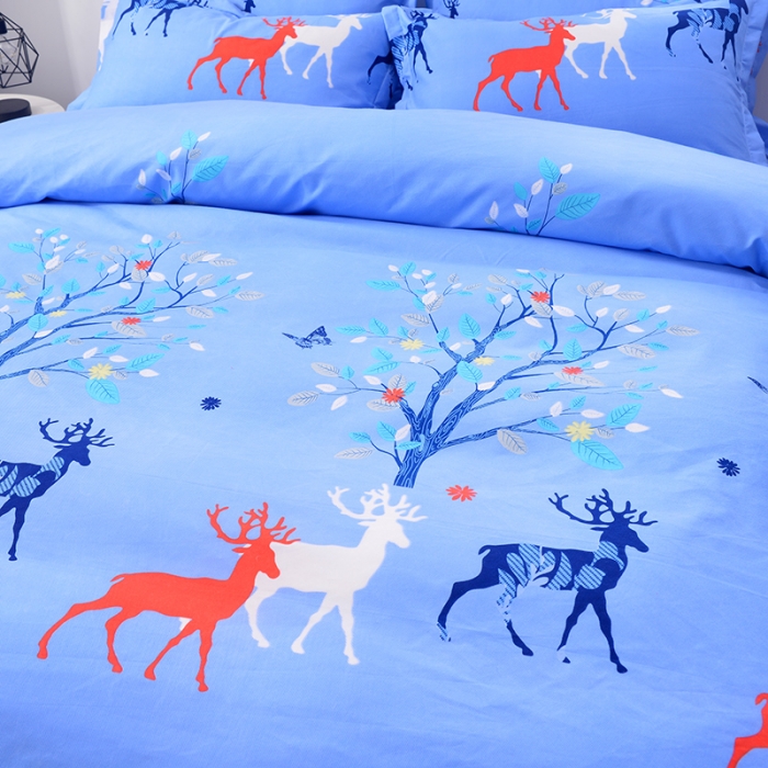 91家纺网 家纺一手货源 找家纺 梦柏 2018新款加厚磨毛四件套麗鹿森林