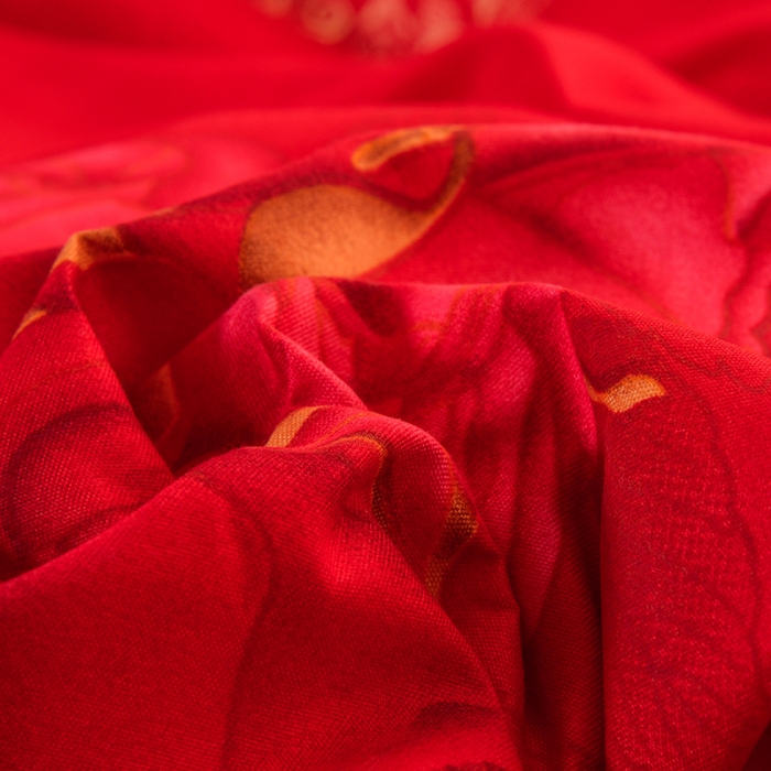 91家纺网 家纺一手货源 找家纺 梦柏 2018新款加厚磨毛四件套双喜玫瑰