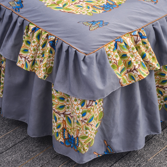 91家纺网 家纺一手货源 找家纺 梦柏 2018新款加厚磨毛四件套花间意（灰）