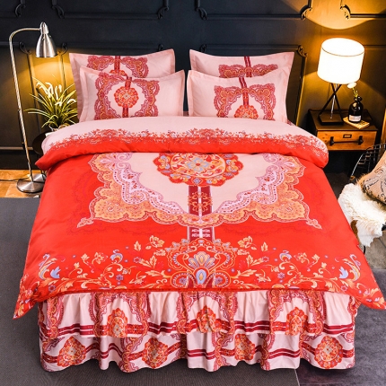 91家纺网 家纺一手货源 找家纺 （总）梦柏家纺 2019新款加厚磨毛大版四件套床裙款