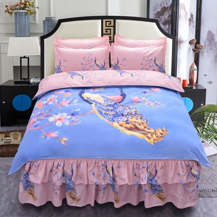 91家纺网 家纺一手货源 找家纺 （总）梦柏家纺 2019新款加厚磨毛大版四件套床裙款