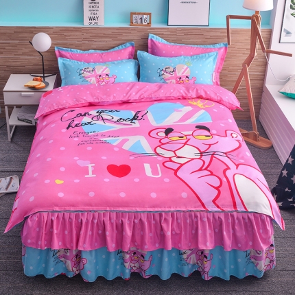 91家纺网 家纺一手货源 找家纺 （总）梦柏家纺 2019新款加厚磨毛大版四件套床裙款