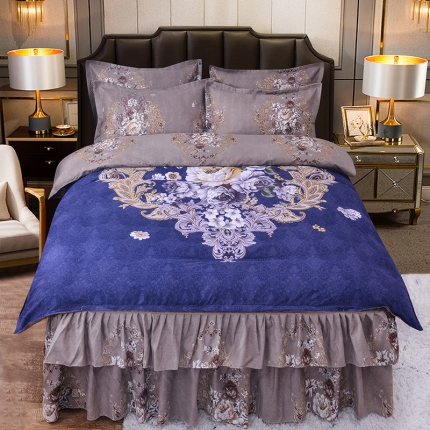 91家纺网 家纺一手货源 找家纺 （总）梦柏家纺 2019新款加厚磨毛大版四件套床裙款