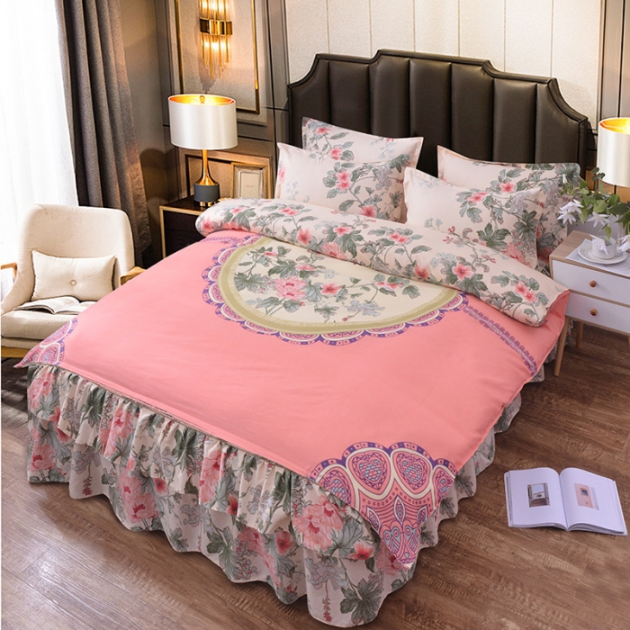 91家纺网 家纺一手货源 找家纺 （总）梦柏家纺 2019新款加厚磨毛大版四件套床单款