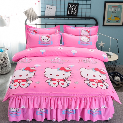 91家纺网 家纺一手货源 找家纺 （总）梦柏家纺 2019新款加厚磨毛小版四件套床裙款