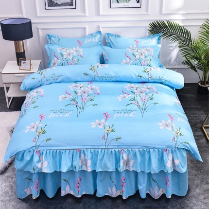 91家纺网 家纺一手货源 找家纺 （总）梦柏家纺 2019新款加厚磨毛小版四件套床裙款